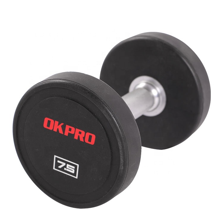 Commercial Fitness Dumbbell Set Gym Black Round PU Dumbbell