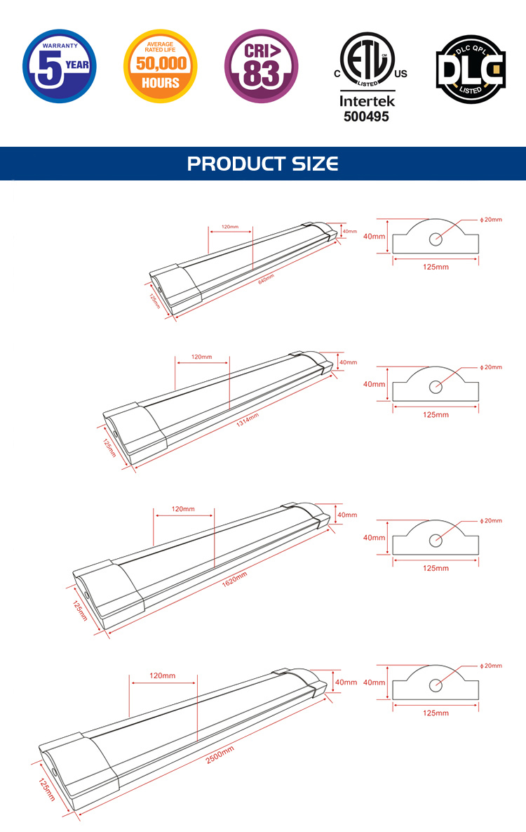 Office Building 2ft 4ft 5ft T5 Tube 20W 40W 50W 60W China Industrial Factory Led Linear Light