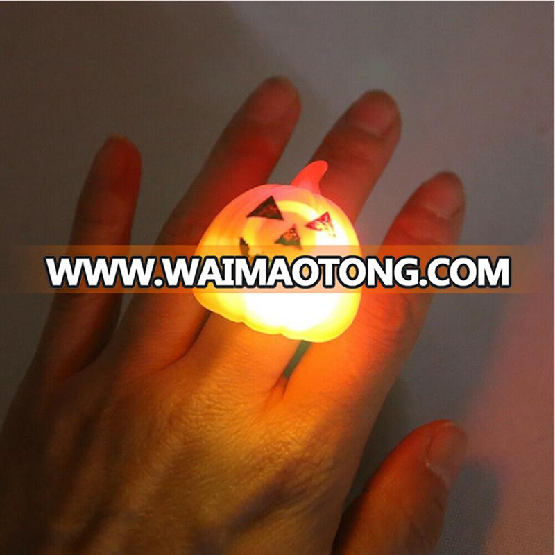 Halloween LED Ring Luminous Flash Finger Ring Toys for Children Party Favor Blinking  Rubber Rings Kids Adults Gifts Sets