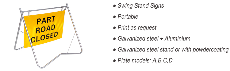 Road Safety Outdoor Australian Standard Metal 900x600mm Yellow Swing Stand