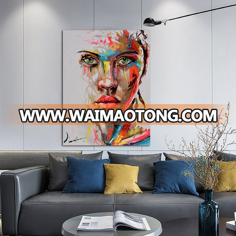 Abstract Knife Portrait Oil Painting Modern Big Size Canvas Wall Art Printed Canvas Posters Prints Dropshipping no Frame