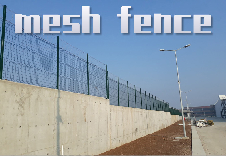 Airport security fence with razor barbed wire