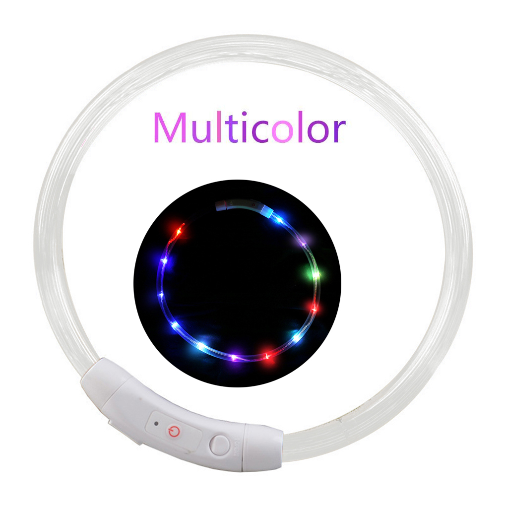 8 Colors LED Pet Dog Collars USB Rechargeable Glowing Adjustable Cuttable Waterproof Neck Ring Necklace for Cat Night Safe