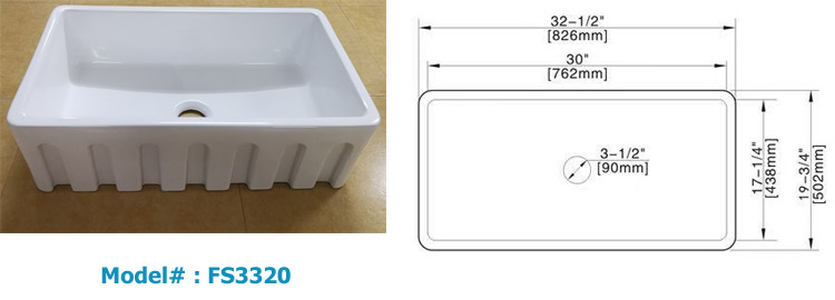 Fire clay / Ceramic farm sink, ceramic apron sink, farm kitchen sink 3018