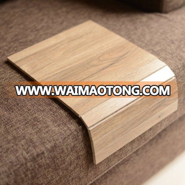 Wholesale Custom Dark Brown Varnish Wood Sofa Armrest Tray Table