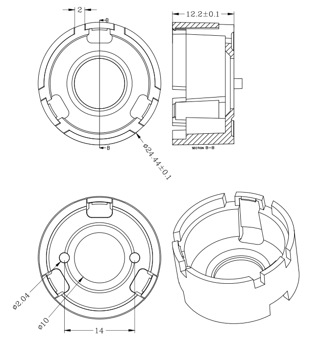 Flashlight lens DK-22-50-LENS-XML with holder DK-24-ZJ-22