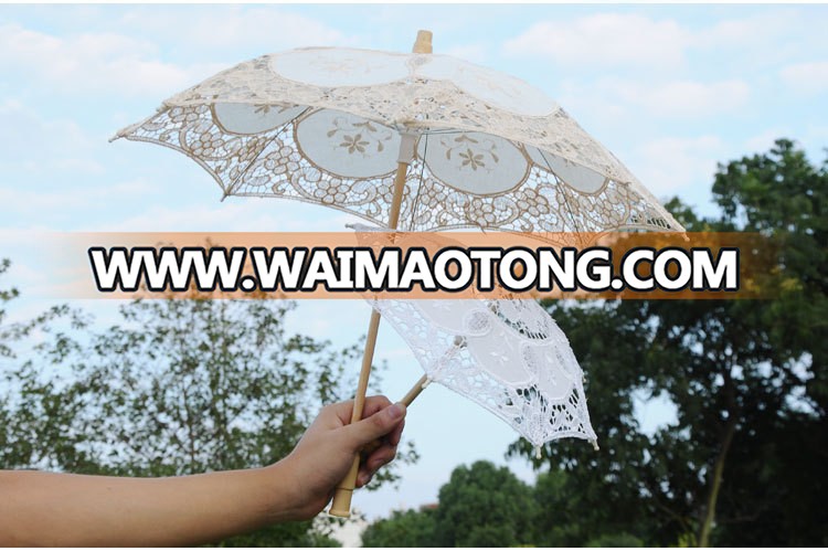 Cotton Embroidery Bride Umbrella White Ivory Lace Parasol Umbrella Photo Studio Props Wedding Umbrella Decorations