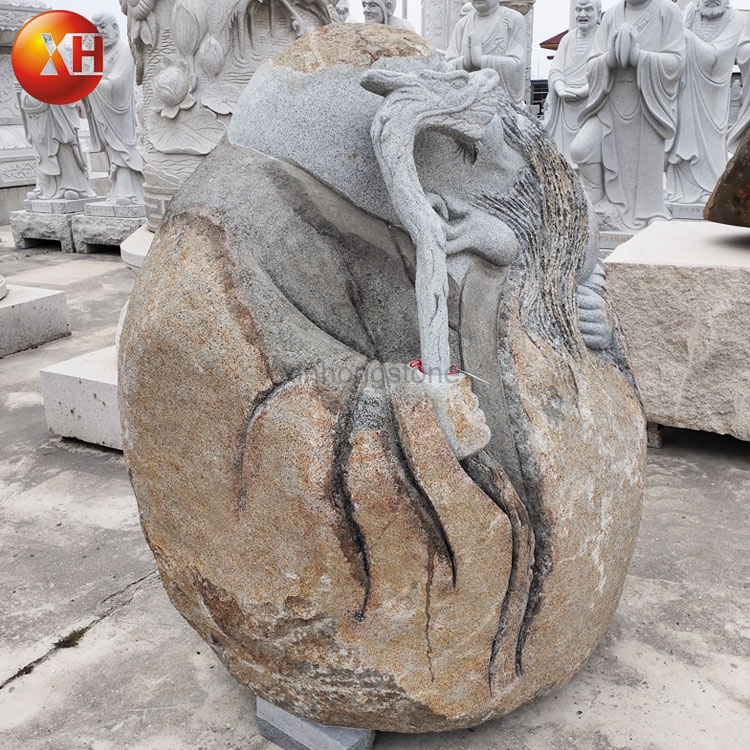 Hand Carved Natural Stone The God Of Longevity Sculpture