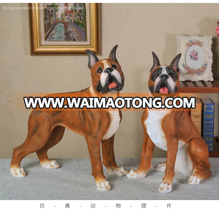 Factory direct sales animal resin clever boxer dog figurine for garden