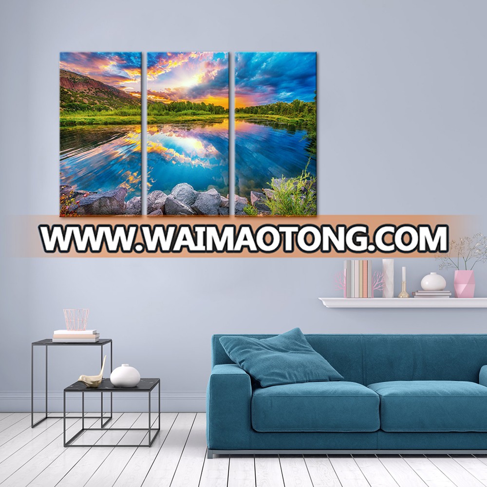 Canvas Walll Art Sunset Painting Pictures Modern Canvas Artwork National Park Morain Lake Canvas Prints