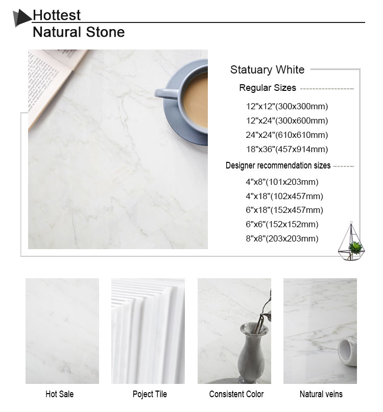 Cheap Price Statuary White Marble Tiles Hot Sale for Bathroom