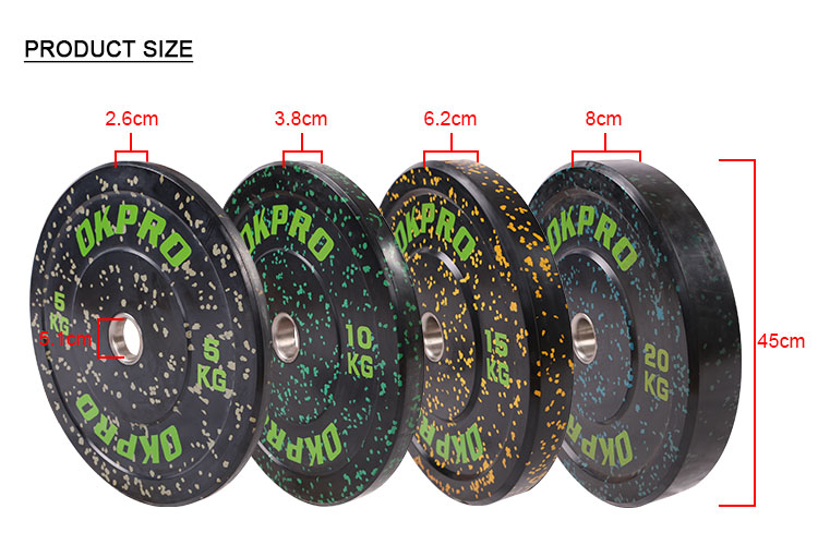 Cross Fitness Power Weight Lifting Rubber Barbell Bumper Plates