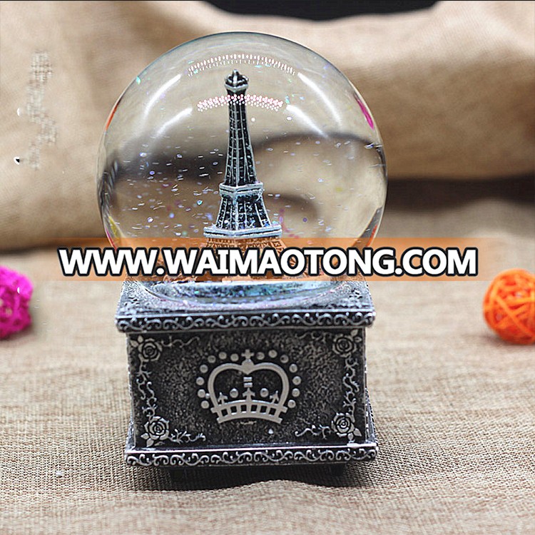 Oem wedding gifts decorative water globe horse music box swan christmas gift birthday snow globe for guests