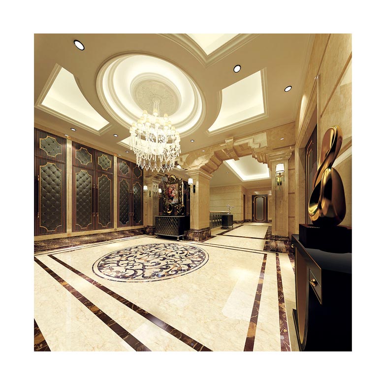 Hotel flooring pattern custom spain crema marfil marble colors water jet marble medallion