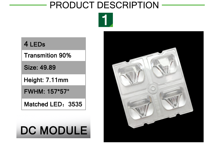 157X57 Degree Led module 3535 SMD Power 4 in 1 LED Lens