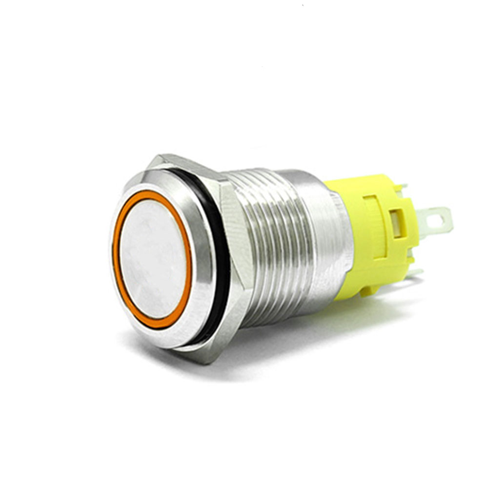 16mm Momentary Latching on off Stainless Steel anti vandal waterproof  Push Button Switch red green yellow Ring LED