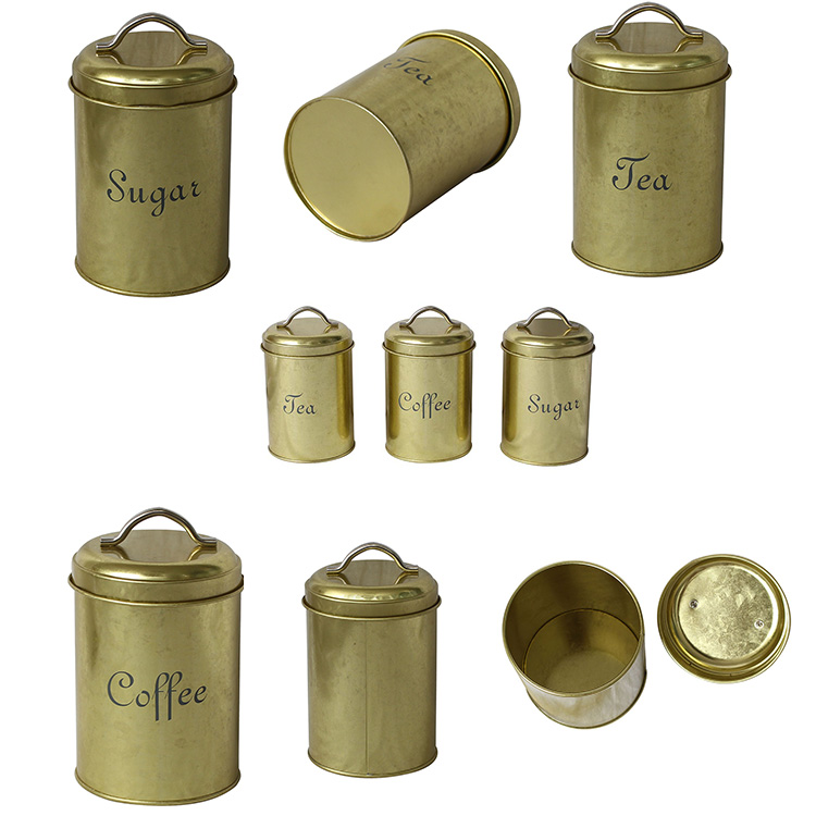 Wholesale metal steel food storage coffee tea sugar canisters sets for the kitchen