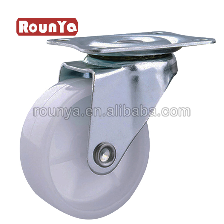 Replacement white single wheel light duty swivel plate plastic caster for furniture and rack