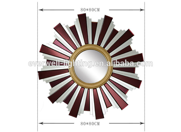 Modern Gold Iron Metal Frame Handmade Design Sunburst Decorative Wall Mirror for Living Room