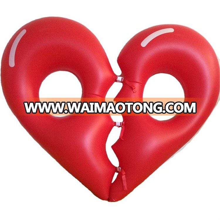 Broken heart shape custom red twin swimming ring for supply