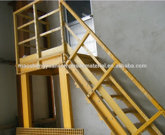 High strength anti Corrosion  frp fiberglass ladder with safety cage