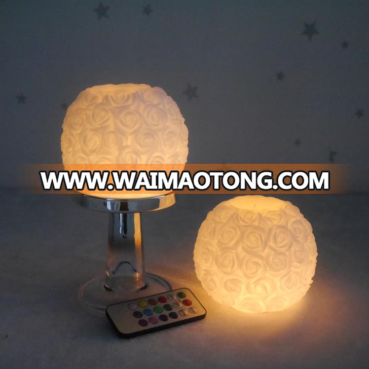 Wholesale Rose Texture Wax Ball led candles with moving flame