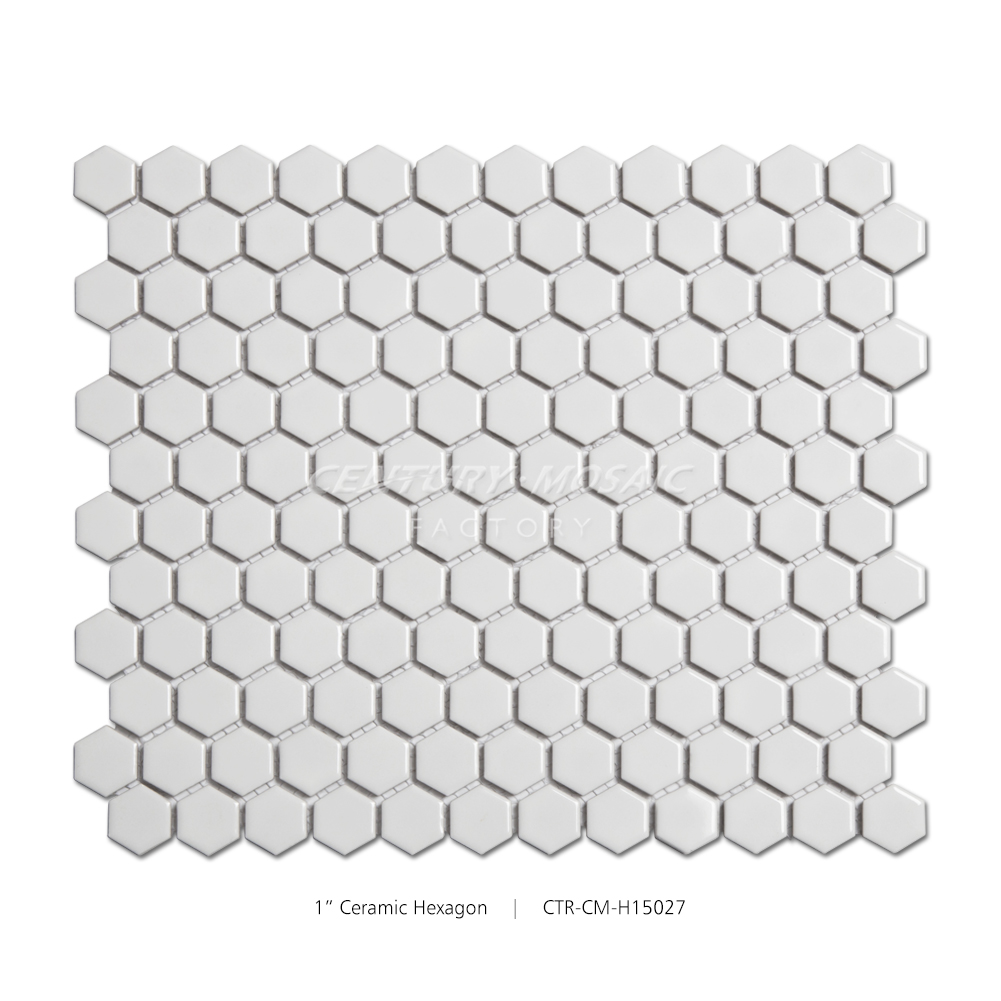 1'' White Hexagon Ceramic Mosaic Tile For Wall