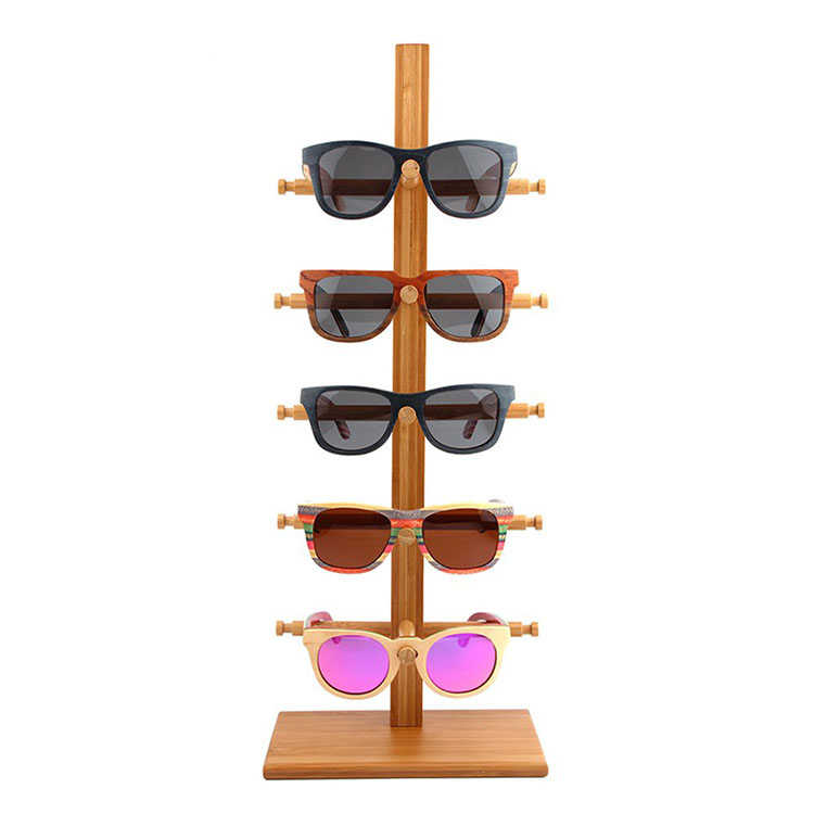 5 Layers Single Row DIY Demountable Sunglasses Holder Glasses Stand Shelf Bamboo Display  Rack