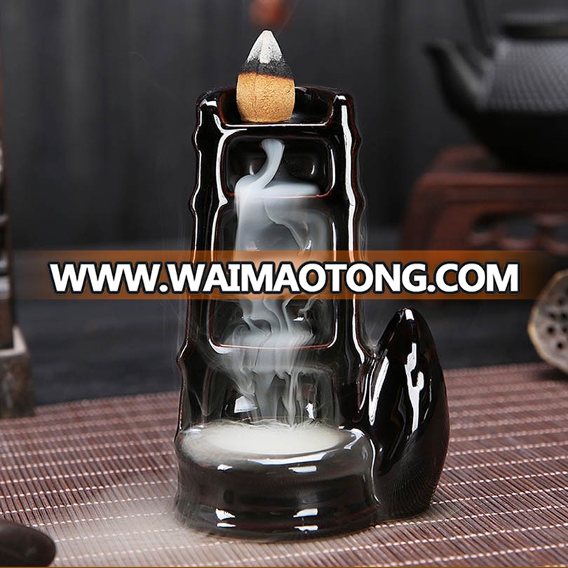 Ywbeyond Ceramic Crafts Gifts ceramic censer smoke backflow cone arabic incense burner holder Wholesale