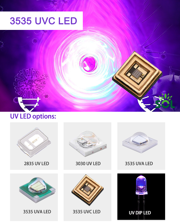 Deep Ultraviolet UV 265nm 275nm 285nm 0.5W 3535 Germicidal UVC LED