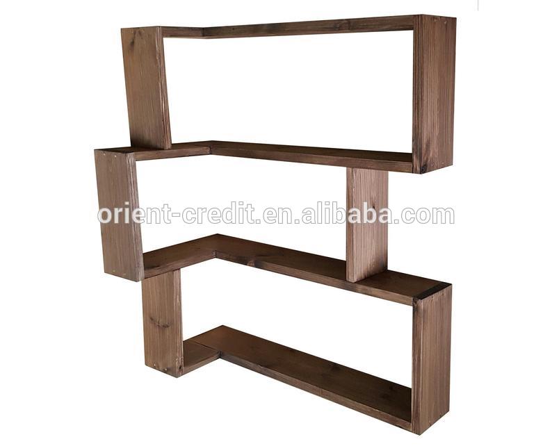 Solid Pine Wood Floating Corner Shelves for Living Room Storage Shelves