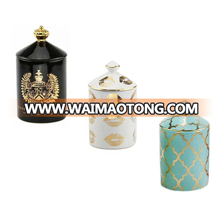 Aroma luxury candle jars ceramic jar with lid for customized fragrance soy candle