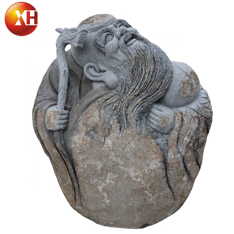 Hand Carved Natural Stone The God Of Longevity Sculpture