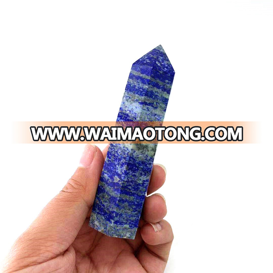 wholesale natural Lapis Lazuli point healing blue crystal wand lapis lazuli crystal craft quartz point