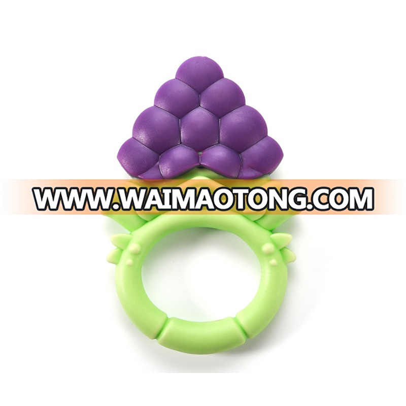 New Design food grade soft silicone baby teething ring toys fruit baby teethers