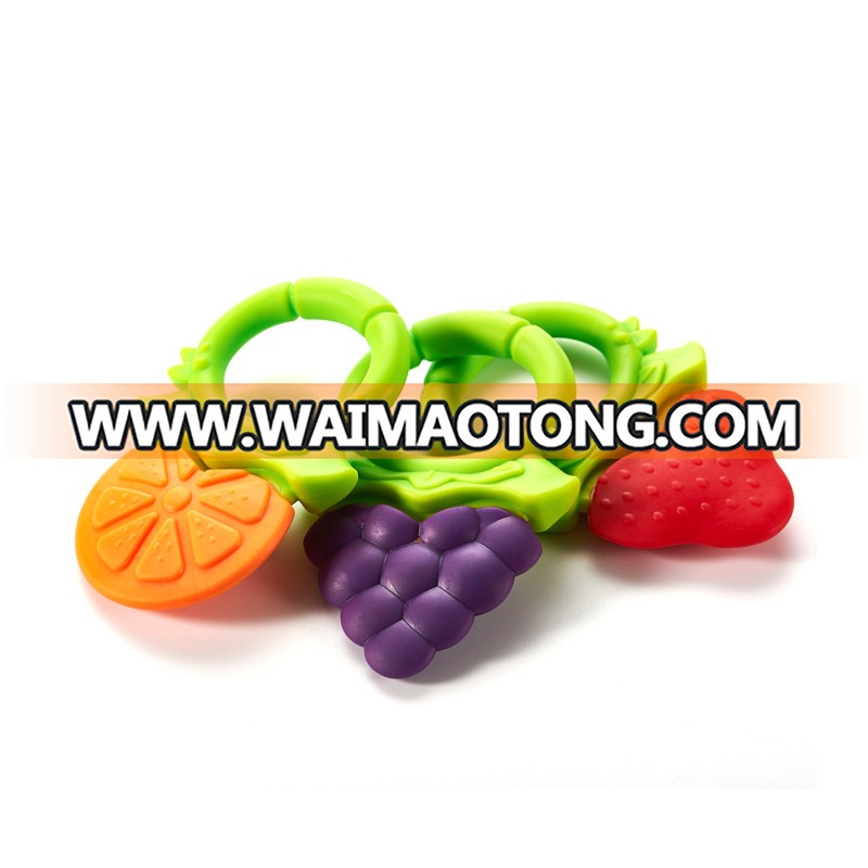 New Design food grade soft silicone baby teething ring toys fruit baby teethers