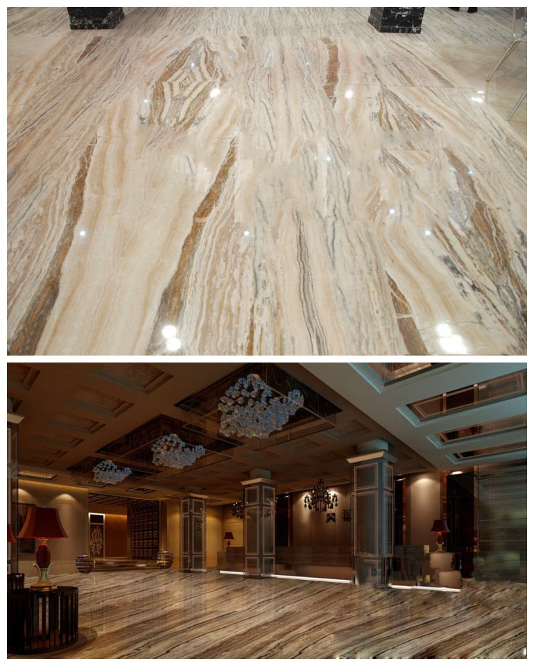 Hot Sales  Gold Wooden Vein Marble Slab  for Floor