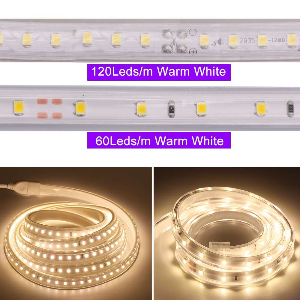 Popular Led Strip SMD 2835-120P 220V LED flex tape rope light LED strip indoor outdoor decoration