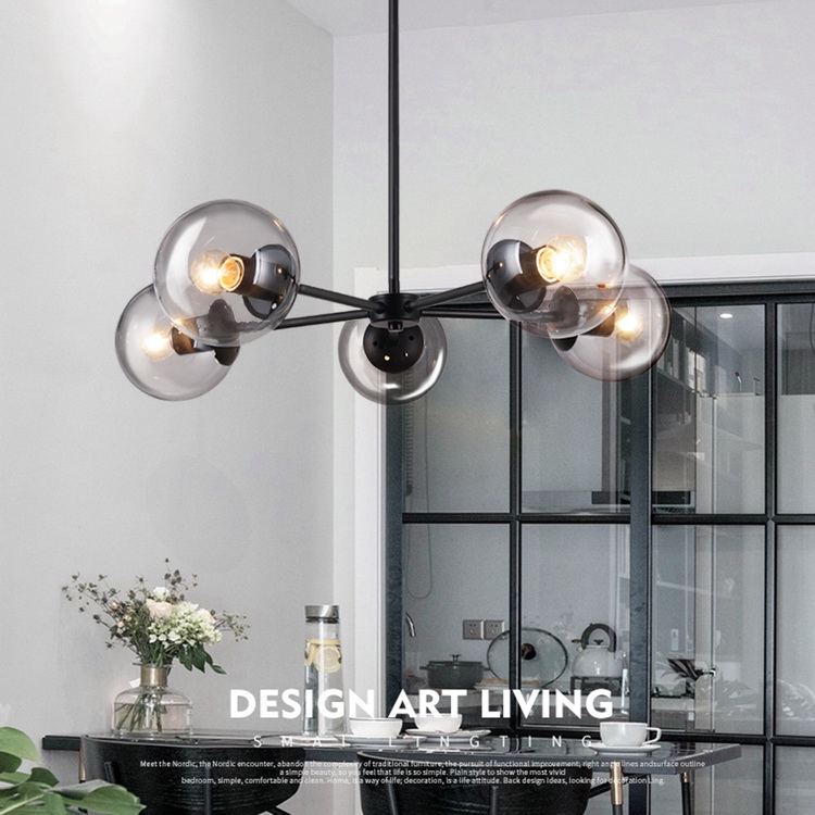 Modern glass globe Chandeliers For Home Decorative Lighting Hanging Lamp Led Ceiling Light