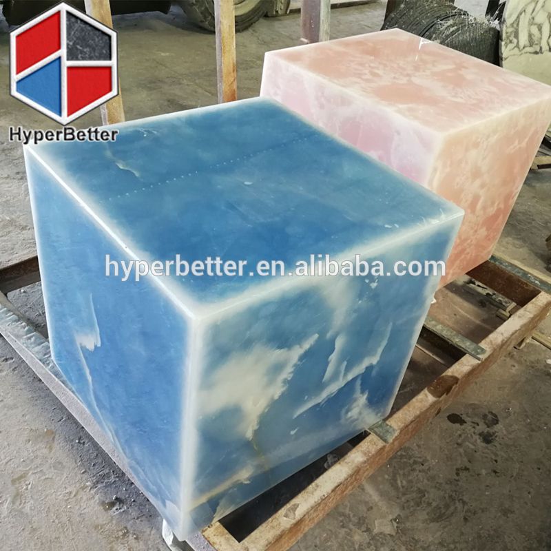 Blue onyx marble cube block table