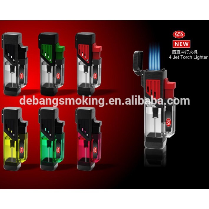 Torch Lighter Quadruple 4 Jet Flame Refillable Butane Cigar Lighter,Torch Cigar Lighter Strong Flame