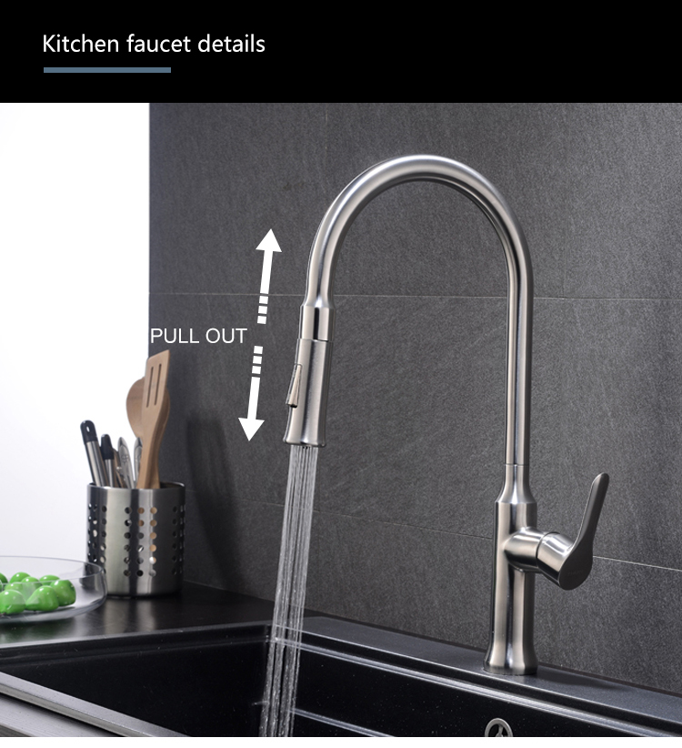 cupc high end pull down two way spray spout 304 stainless steel blacken color kitchen sink faucet