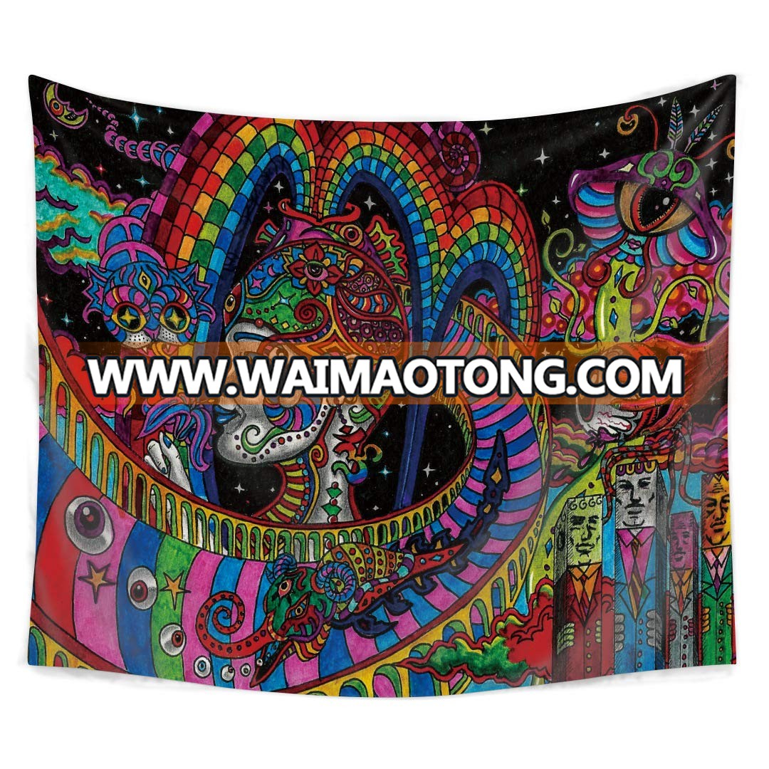 Custom Digital Print Trippy Hippie Tapestry Psychedelic Wall Tapestry