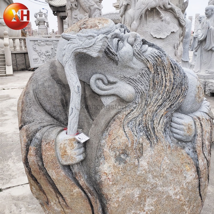 Hand Carved Natural Stone The God Of Longevity Sculpture