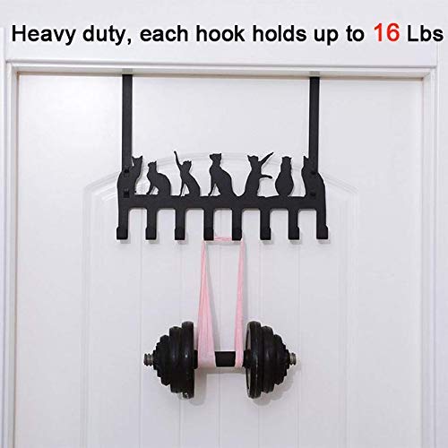 Hanssz Over the Door Hook Hanger Heavy Duty Organizer Rack for Towel  Hat Hoodies Coat  Cloth Bag 8 Hooks Black