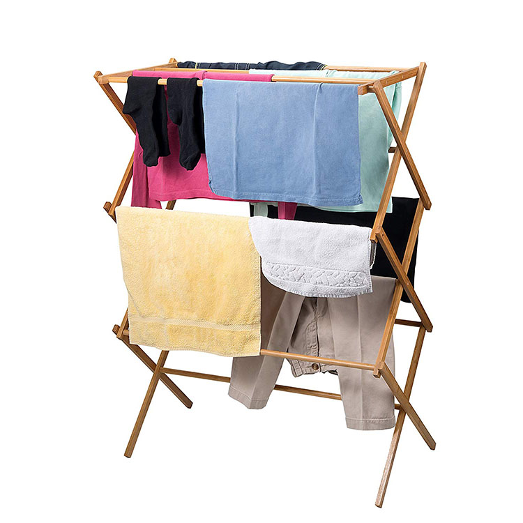 Wooden Heavy Duty Clothes Drying Stand Bamboo Clothes Drying Rack