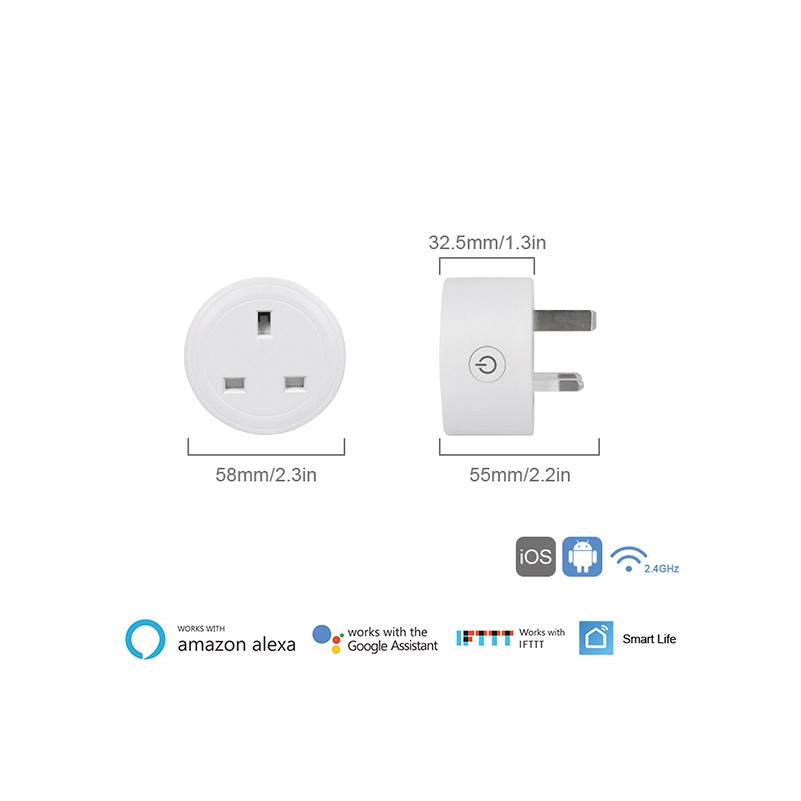 Tuya APP Timing Control Mini UK Socket Outlet Wifi Smart Plug Works with Amazon Alexa