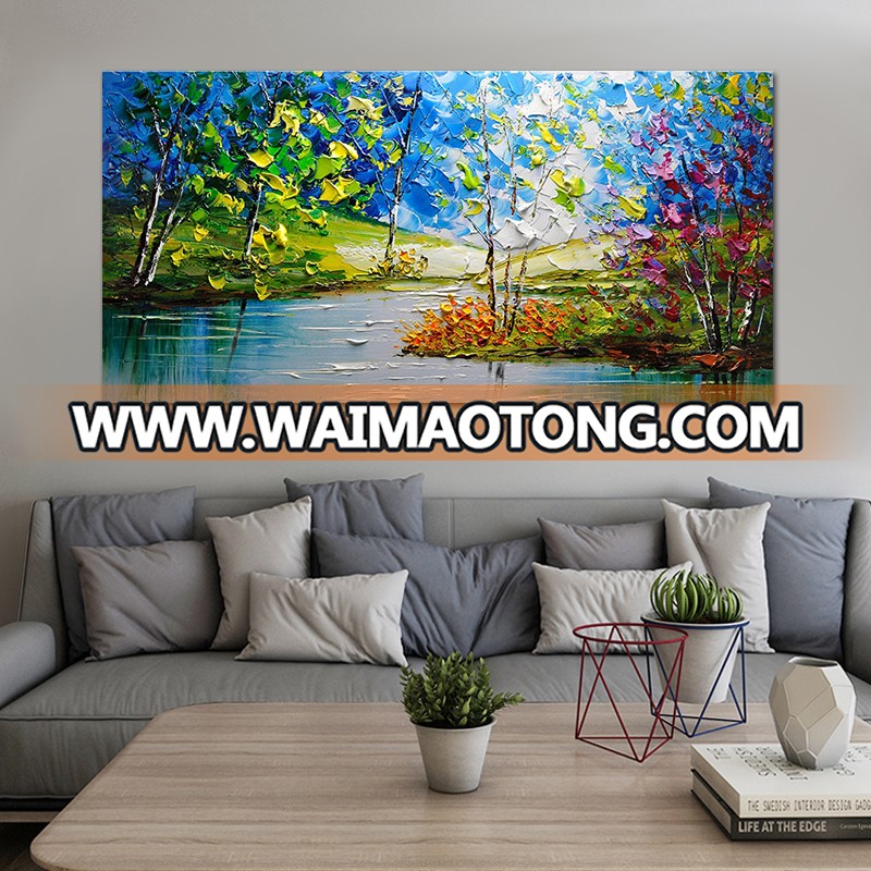 Wholesale High Quality Abstract Trees Oil Painting On Canvas Handmade Beautiful Colors Abstract Landscape Trees Oil Paintings