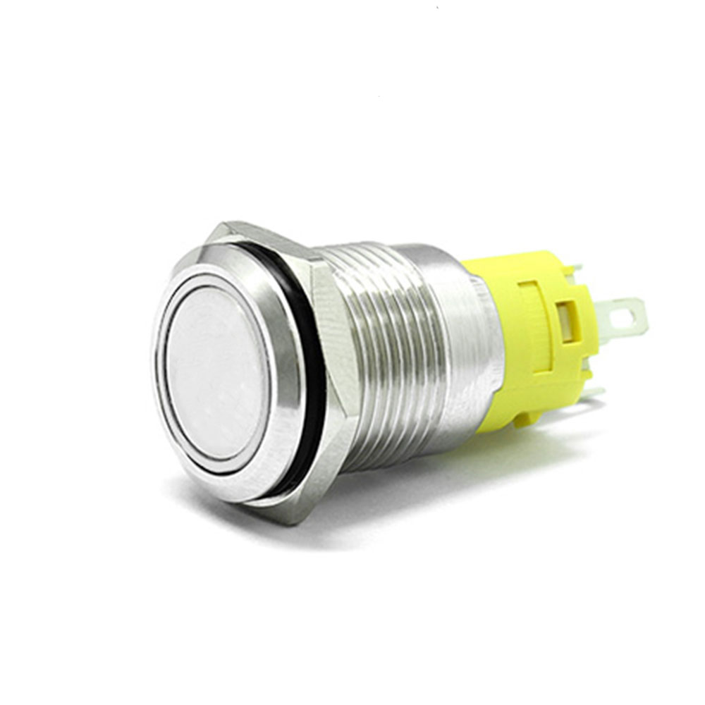 16mm Momentary Latching on off Stainless Steel anti vandal waterproof  Push Button Switch red green yellow Ring LED