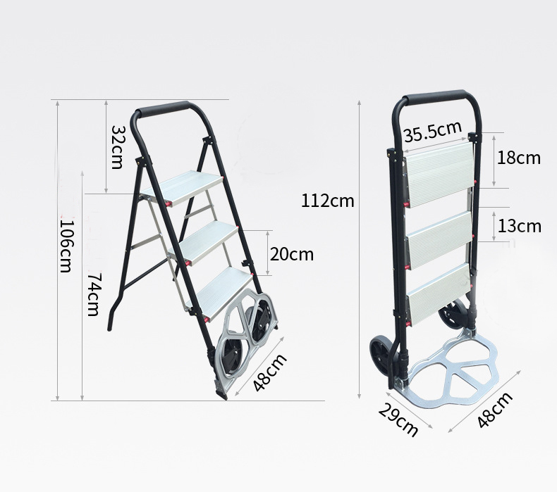 Unique 100Kg Duty Aluminium Folding Hand Trolley With Ladder